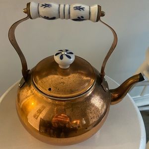Antique Teapot, with cream and blue handles